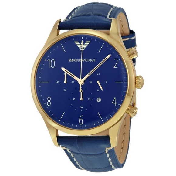Blue Armani Watch With crocodile leather Band. - Picture 4 of 7